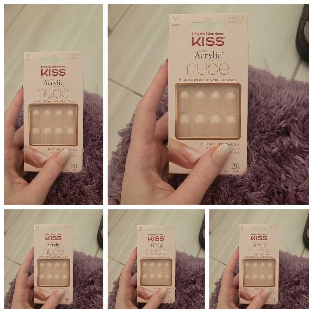 5 boxes press ons!!!! Kiss french manicure Acrylic Salon Nude